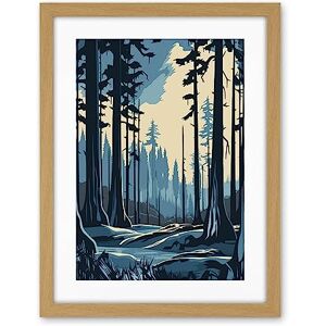 Artery8 Taiga Boreal Forest Winter Landscape Illustration Artwork Framed Wall Art Print 18X24 Inch Artery8 Taiga Boreal Forest Winter Landscape Illustration Artwork Framed Wall Art Print 18X24 Inch