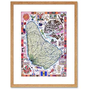 Wee Blue Coo Travel Barbados Caribbean Tropical Map Vintage Advert Framed Wall Art Print Wee Blue Coo Travel Barbados Caribbean Tropical Map Vintage Advert Framed Wall Art Print