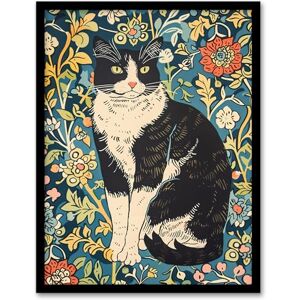 Artery8 Cat in the Flowers Portrait Animal Lover Living Room Artwork Framed Wall Art Print 18X24 Inch Artery8 Cat in the Flowers Portrait Animal Lover Living Room Artwork Framed Wall Art Print 18X24 Inch