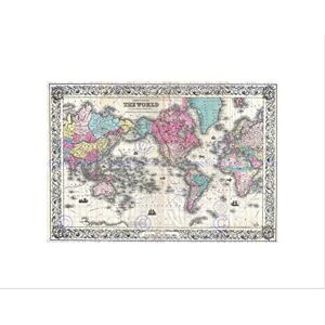 Wee Blue Coo 1852 COLTON MAP THE WORLD ON MERCATOR'S PROJECTION VINTAGE ART PRINT B12X2166 Wee Blue Coo 1852 COLTON MAP THE WORLD ON MERCATOR'S PROJECTION VINTAGE ART PRINT B12X2166