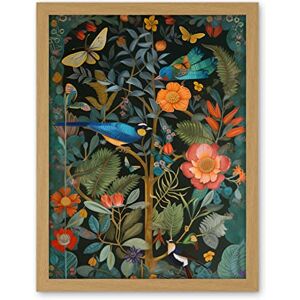 Artery8 Birds and Butterflies Modern Flower Art Nouveau Artwork Framed Wall Art Print 18X24 Inch Artery8 Birds and Butterflies Modern Flower Art Nouveau Artwork Framed Wall Art Print 18X24 Inch
