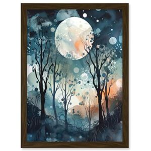Artery8 Full Moon Winter Forest Landscape Snowfall over Trees at Night Artwork Framed Wall Art Print A4 Artery8 Full Moon Winter Forest Landscape Snowfall over Trees at Night Artwork Framed Wall Art Print A4
