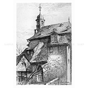 Wee Blue Coo Painting City Frankfurt Bagge St Peter's Church Rear View Wall Art Print Wee Blue Coo Painting City Frankfurt Bagge St Peter's Church Rear View Wall Art Print