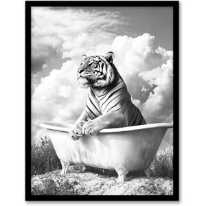 Artery8 Tiger Bathtub Black White Surreal Big Cat Lover Bathroom Toilet Artwork Framed Wall Art Print A4 Artery8 Tiger Bathtub Black White Surreal Big Cat Lover Bathroom Toilet Artwork Framed Wall Art Print A4