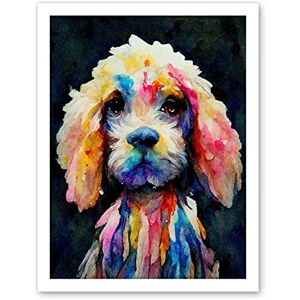 Wee Blue Coo Bright Abstract Colourful Dog Spaniel Cavapoo Cockapoo Artwork Framed Wall Art Print 18X24 Inch Wee Blue Coo Bright Abstract Colourful Dog Spaniel Cavapoo Cockapoo Artwork Framed Wall Art Print 18X24 Inch