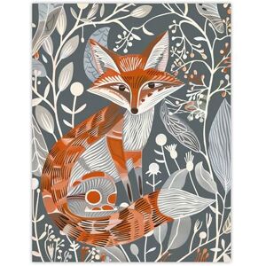 Artery8 Woodland Fox Folk Art Grey Rustic Wildflowers Living Room Unframed Wall Art Print Poster Home Decor Premium Artery8 Woodland Fox Folk Art Grey Rustic Wildflowers Living Room Unframed Wall Art Print Poster Home Decor Premium