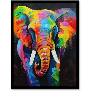 Artery8 Colourful Elephant Vibrant Psychedelic Painting Living Room Artwork Framed Wall Art Print A4 Artery8 Colourful Elephant Vibrant Psychedelic Painting Living Room Artwork Framed Wall Art Print A4