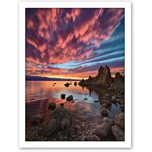 Artery8 Atmospheric Sunset Clouds Over Mono Lake Lakeside Landscape Modern Watercolour Painting Artwork Framed Wall Art Print 18X24 Inch Artery8 Atmospheric Sunset Clouds Over Mono Lake Lakeside Landscape Modern Watercolour Painting Artwork Framed Wall Art Print 18X24 Inch
