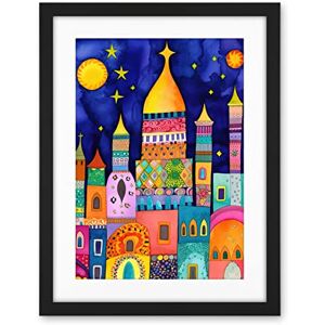 Artery8 Islamic Cityscape Moonlight Mosque Folk Art Artwork Framed Wall Art Print 18X24 Inch Artery8 Islamic Cityscape Moonlight Mosque Folk Art Artwork Framed Wall Art Print 18X24 Inch