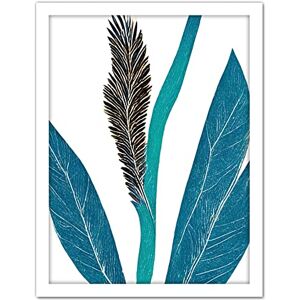 Doppelganger33 LTD Tropical Plant Abstract Pastel Feather Blue Teal Leaves Artwork Framed Wall Art Print 18X24 Inch Doppelganger33 LTD Tropical Plant Abstract Pastel Feather Blue Teal Leaves Artwork Framed Wall Art Print 18X24 Inch