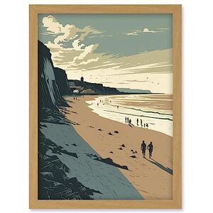 Artery8 - People Walking on Filey Beach - Framed Wall Art Artery8 - People Walking on Filey Beach - Framed Wall Art