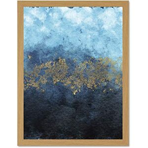 Wee Blue Coo Abstract Blue And Gold Watercolour Large Framed Art Print Wall Poster 18x24 inch Wee Blue Coo Abstract Blue And Gold Watercolour Large Framed Art Print Wall Poster 18x24 inch