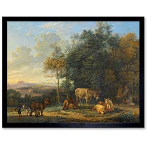 Artery8 Du Jardin Landscape Two Donkeys Goats Pigs Painting Art Print Framed Poster Wall Decor 12x16 inch Artery8 Du Jardin Landscape Two Donkeys Goats Pigs Painting Art Print Framed Poster Wall Decor 12x16 inch