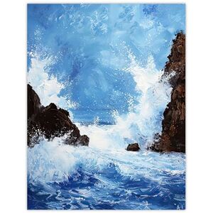 Artery8 Waves Crashing Rocks Sea Spray Oil Painting Living Room Extra Large XL Wall Art Poster Print Artery8 Waves Crashing Rocks Sea Spray Oil Painting Living Room Extra Large XL Wall Art Poster Print