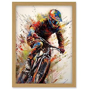 Artery8 Mountain Biker Portrait Splat Paint Action Shot Artwork Framed Wall Art Print A4 Artery8 Mountain Biker Portrait Splat Paint Action Shot Artwork Framed Wall Art Print A4