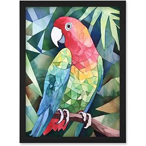 Artery8 Polygon Parrot Bird On Tree Branch Watercolour Painting Artwork Framed Wall Art Print A4 Artery8 Polygon Parrot Bird On Tree Branch Watercolour Painting Artwork Framed Wall Art Print A4