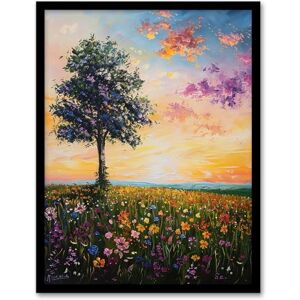 Artery8 Tree Spring Wildflower Meadow Sunset Oil Painting Living Room Artwork Framed Wall Art Print A4 Artery8 Tree Spring Wildflower Meadow Sunset Oil Painting Living Room Artwork Framed Wall Art Print A4