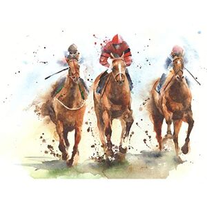 Wee Blue Coo Racing Horses Watercolour Art Print Canvas Premium Wall Decor Poster Wee Blue Coo Racing Horses Watercolour Art Print Canvas Premium Wall Decor Poster