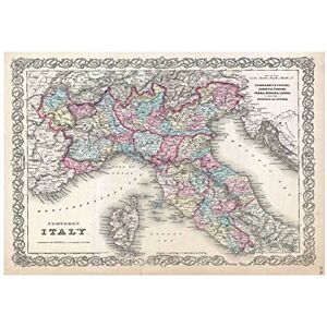 Wee Blue Coo Map Colton 1855 First Edition Northern Italy Wall Art Print Wee Blue Coo Map Colton 1855 First Edition Northern Italy Wall Art Print