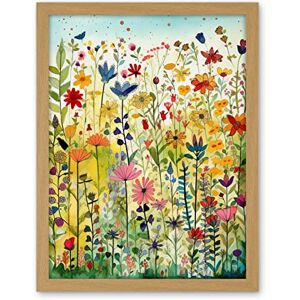 Artery8 Mixed Wildflower Bloom In Meadow Folk Art Artwork Framed Wall Art Print 18X24 Inch Artery8 Mixed Wildflower Bloom In Meadow Folk Art Artwork Framed Wall Art Print 18X24 Inch