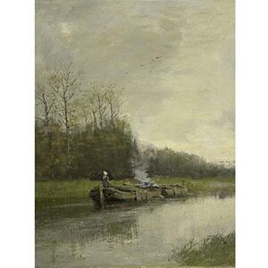 Artery8 Anton Mauve Trekvaart River Boat Painting Premium Wall Art Canvas Print 18X24 Inch Artery8 Anton Mauve Trekvaart River Boat Painting Premium Wall Art Canvas Print 18X24 Inch