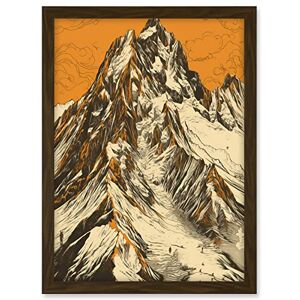 Artery8 K2 Mountain Peak Summit Climbers White and Orange Artwork Framed A3 Wall Art Print Artery8 K2 Mountain Peak Summit Climbers White and Orange Artwork Framed A3 Wall Art Print