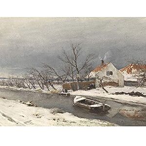 Artery8 Louis Apol Winter Landscape Houses Canal Painting Unframed Wall Art Print Poster Home Decor Premium Artery8 Louis Apol Winter Landscape Houses Canal Painting Unframed Wall Art Print Poster Home Decor Premium