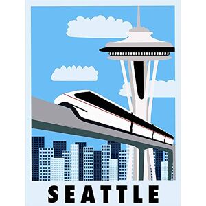 Wee Blue Coo Travel Tourism Seattle Washington USA Monorail Space Needle Art Print Poster Wall Decor 12X16 Inch Wee Blue Coo Travel Tourism Seattle Washington USA Monorail Space Needle Art Print Poster Wall Decor 12X16 Inch