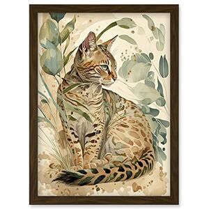 Artery8 Spotted Fur Coat Bengal Cat in Nature Pastel Watercolour Illustration Artwork Framed Wall Art Print A4 Artery8 Spotted Fur Coat Bengal Cat in Nature Pastel Watercolour Illustration Artwork Framed Wall Art Print A4