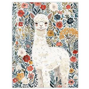 Artery8 Happy Alpaca in Wildflower Field Watercolour Living Room Large Wall Art Poster Print Thick Paper 18X24 Inch Artery8 Happy Alpaca in Wildflower Field Watercolour Living Room Large Wall Art Poster Print Thick Paper 18X24 Inch