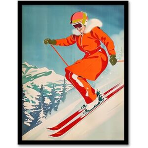 Artery8 Woman Skier Skiing Mountain Slope Snow Alps For Living Room Artwork Framed Wall Art Print A4 Artery8 Woman Skier Skiing Mountain Slope Snow Alps For Living Room Artwork Framed Wall Art Print A4