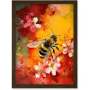 Artery8 Honey Bee on Abstract Flower Bed Oil Painting Artwork Framed Wall Art Print A4 Artery8 Honey Bee on Abstract Flower Bed Oil Painting Artwork Framed Wall Art Print A4