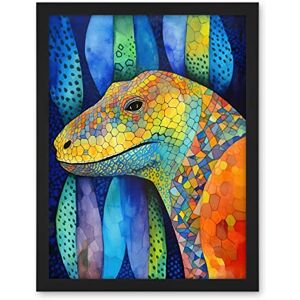 Artery8 Komodo Dragon Vibrant Folk Art Watercolour Painting Artwork Framed Wall Art Print 18X24 Inch Artery8 Komodo Dragon Vibrant Folk Art Watercolour Painting Artwork Framed Wall Art Print 18X24 Inch
