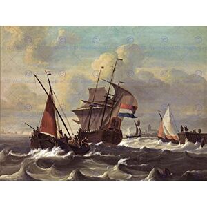 Wee Blue Coo Painting Seascape Maritime Bakhuizen Dutch Ship Wall Art Print Wee Blue Coo Painting Seascape Maritime Bakhuizen Dutch Ship Wall Art Print