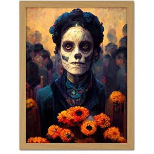Doppelganger33 LTD Day Of Dead Skull Marigold Flowers Artwork Framed Wall Art Print 18X24 Inch Doppelganger33 LTD Day Of Dead Skull Marigold Flowers Artwork Framed Wall Art Print 18X24 Inch