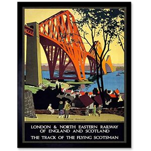 Wee Blue Coo Rail Flying Scotsman Forth Bridge Lner UK Vintage Art Print Framed Poster Wall Decor 12X16 Inch Wee Blue Coo Rail Flying Scotsman Forth Bridge Lner UK Vintage Art Print Framed Poster Wall Decor 12X16 Inch