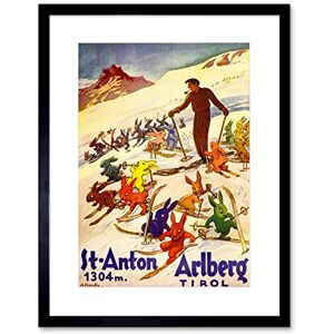 Wee Blue Coo TRAVEL WINTER SPORT TYROL SKI SNOW RABBIT BUNNY ALP FRAMED ART PRINT B12X6619 Wee Blue Coo TRAVEL WINTER SPORT TYROL SKI SNOW RABBIT BUNNY ALP FRAMED ART PRINT B12X6619