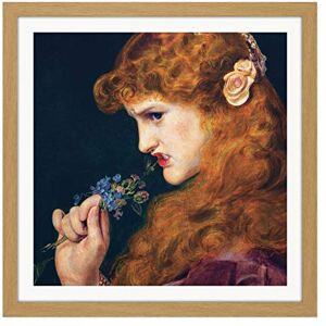 Artery8 Sandys Loves Shadow Girl Bite Flower Painting Square Wooden Framed Wall Art Print Picture 16X16 Inch Artery8 Sandys Loves Shadow Girl Bite Flower Painting Square Wooden Framed Wall Art Print Picture 16X16 Inch