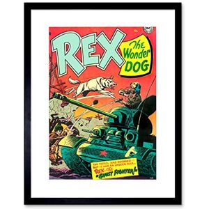 Wee Blue Coo Comics Rex Wonder Dog Tank Soldier Gun Battle USA Framed Wall Art Print Wee Blue Coo Comics Rex Wonder Dog Tank Soldier Gun Battle USA Framed Wall Art Print