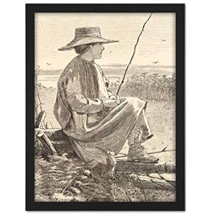 Artery8 Homer Watching Crows Woman Sitting 1868 Drawing Artwork Framed Wall Art Print 18X24 Inch Artery8 Homer Watching Crows Woman Sitting 1868 Drawing Artwork Framed Wall Art Print 18X24 Inch