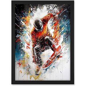 Artery8 Extreme Sports Snowboarding Paint Splat Portrait Artwork Framed A3 Wall Art Print Artery8 Extreme Sports Snowboarding Paint Splat Portrait Artwork Framed A3 Wall Art Print