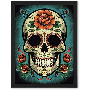 Artery8 Day of Dead Skull Old School USA Tattoo Ink Body Rockabilly Americana 50s Artwork Framed Wall Art Print 18X24 Inch Artery8 Day of Dead Skull Old School USA Tattoo Ink Body Rockabilly Americana 50s Artwork Framed Wall Art Print 18X24 Inch