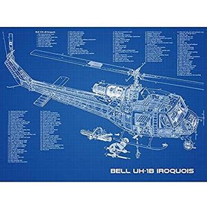 Artery8 Bell UH-1B Iroquois USA Helicopter Blueprint Plan Art Print Canvas Premium Wall Decor Poster Mural Artery8 Bell UH-1B Iroquois USA Helicopter Blueprint Plan Art Print Canvas Premium Wall Decor Poster Mural