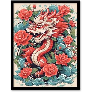 Artery8 Fantasy Dragon Red Blue Ornate Mythical 2024 Chinese Year Of The Dragon Artwork Framed Wall Art Print A4 Artery8 Fantasy Dragon Red Blue Ornate Mythical 2024 Chinese Year Of The Dragon Artwork Framed Wall Art Print A4