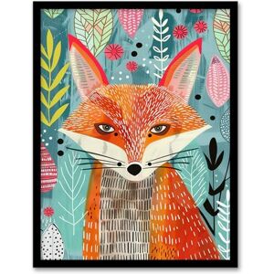 Artery8 Devious Fox in Garden Folk Art Pattern Design Kids Bedroom Artwork Framed Wall Art Print A4 Artery8 Devious Fox in Garden Folk Art Pattern Design Kids Bedroom Artwork Framed Wall Art Print A4