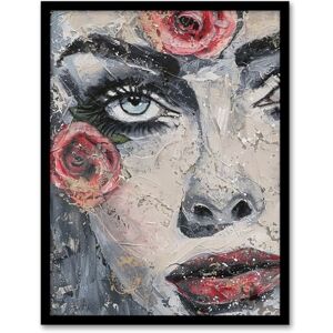 Artery8 Pretty Like a Rose Flower Woman Portrait Painting Living Room Artwork Framed Wall Art Print A4 Artery8 Pretty Like a Rose Flower Woman Portrait Painting Living Room Artwork Framed Wall Art Print A4