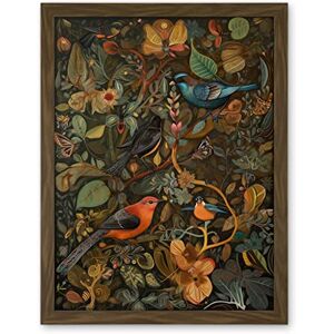 Artery8 Birds and Butterflies on Autumnal Tree Folk Art Artwork Framed Wall Art Print 18X24 Inch Artery8 Birds and Butterflies on Autumnal Tree Folk Art Artwork Framed Wall Art Print 18X24 Inch