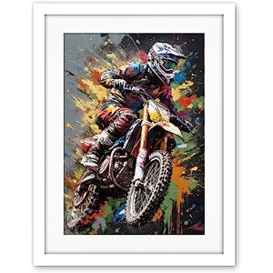 Artery8 Dirt Bike Sport Splatter Paint Motocross Rider Artwork Framed Wall Art Print 18X24 Inch Artery8 Dirt Bike Sport Splatter Paint Motocross Rider Artwork Framed Wall Art Print 18X24 Inch