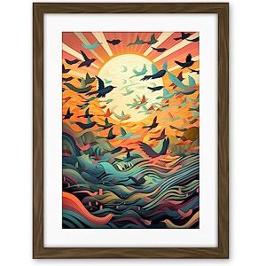 Artery8 Flock of Birds Flying at Sunrise Modern Folk Art Artwork Framed Wall Art Print 18X24 Inch Artery8 Flock of Birds Flying at Sunrise Modern Folk Art Artwork Framed Wall Art Print 18X24 Inch