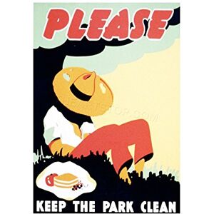 Wee Blue Coo Vintage Ad Park Clean Conservation USA Hat Picnic Wall Art Print Wee Blue Coo Vintage Ad Park Clean Conservation USA Hat Picnic Wall Art Print